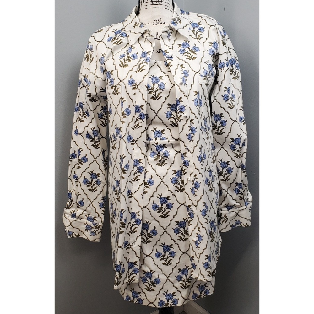 Sam & Jess Jacket & Dress Women Large Multi Floral Stretch Smocked Back Side Zip